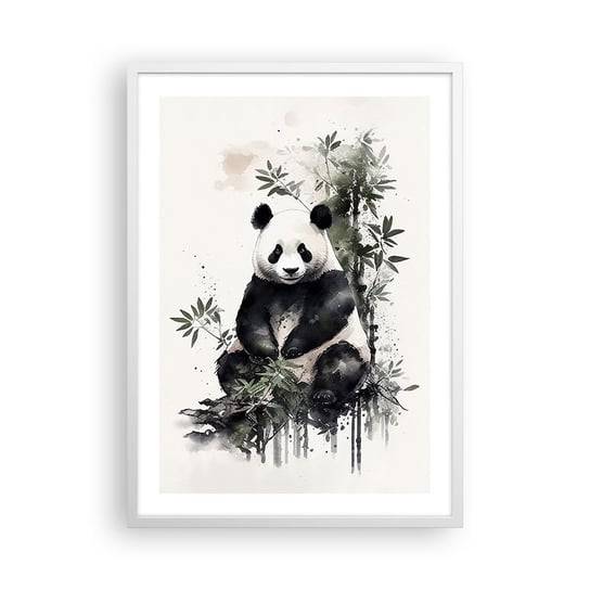 Obraz - Plakat - Pozdrowienia z Chin - 50x70cm - Panda Bambus Azja - Nowoczesny modny obraz Plakat rama biała ARTTOR ARTTOR