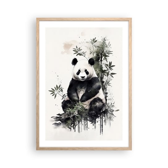 Obraz - Plakat - Pozdrowienia z Chin - 50x70cm - Panda Bambus Azja - Nowoczesny modny obraz Plakat rama jasny dąb ARTTOR ARTTOR