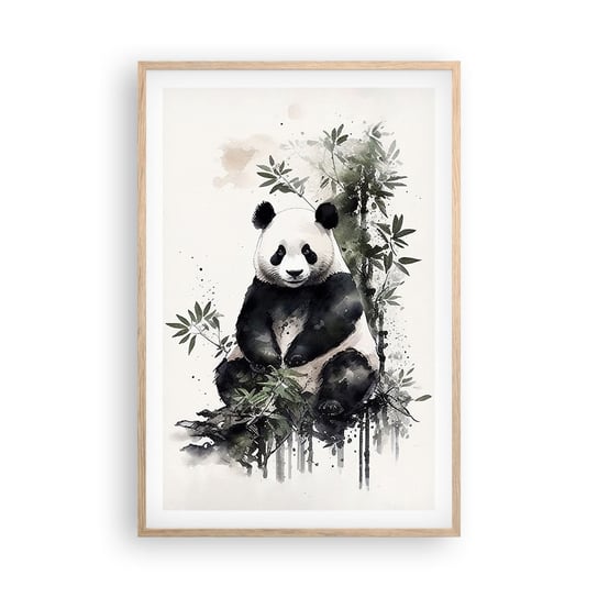 Obraz - Plakat - Pozdrowienia z Chin - 61x91cm - Panda Bambus Azja - Foto Plakaty na ścianę w ramie jasny dąb - Plakat do Salonu Sypialni ARTTOR ARTTOR