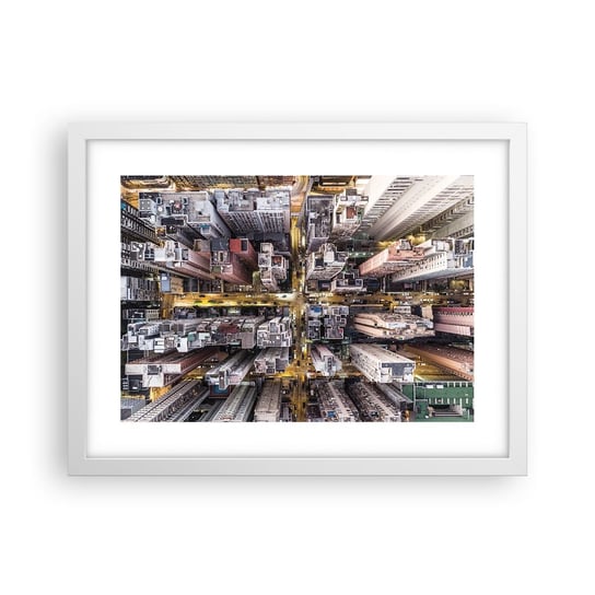 Obraz - Plakat - Pozdrowienia z Hongkongu - 40x30cm - Miasto Hongkong Architektura - Foto Plakaty na ścianę w ramie białej - Plakat do Salonu Sypialni ARTTOR ARTTOR