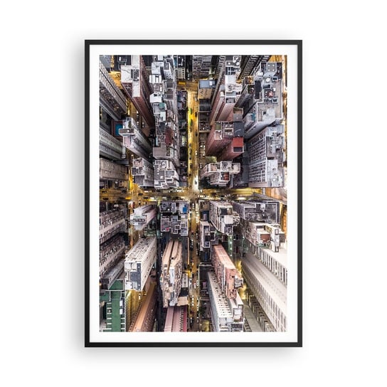 Obraz - Plakat - Pozdrowienia z Hongkongu - 70x100cm - Miasto Hongkong Architektura - Foto Plakaty w ramie koloru czarnego do Salonu Sypialni ARTTOR ARTTOR