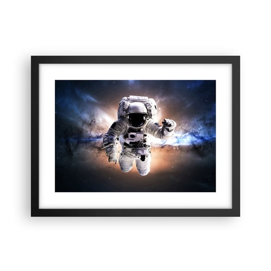 Obraz - Plakat - Pozdrowienia z kosmosu - 40x30cm - Astronauta Kosmos Kosmonauta - Foto Plakaty na ścianę w czarnej ramie - Plakat do Salonu Sypialni ARTTOR ARTTOR
