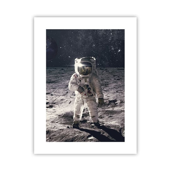 Obraz - Plakat - Pozdrowienia z Księżyca - 30x40cm - Abstrakcja Człowiek Na Księżycu Astronauta - Foto Plakaty na ścianę bez ramy - Plakat do Salonu Sypialni ARTTOR ARTTOR