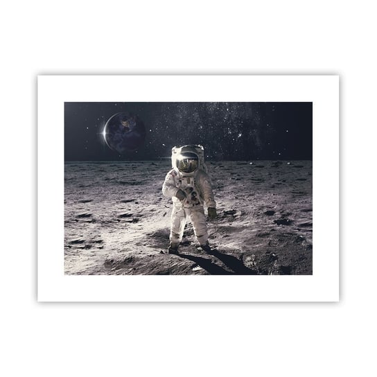 Obraz - Plakat - Pozdrowienia z Księżyca - 40x30cm - Abstrakcja Człowiek Na Księżycu Astronauta - Foto Plakaty na ścianę bez ramy - Plakat do Salonu Sypialni ARTTOR ARTTOR
