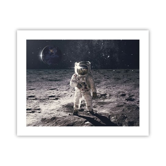 Obraz - Plakat - Pozdrowienia z Księżyca - 50x40cm - Abstrakcja Człowiek Na Księżycu Astronauta - Foto Plakaty bez ramy do Salonu Sypialni ARTTOR ARTTOR