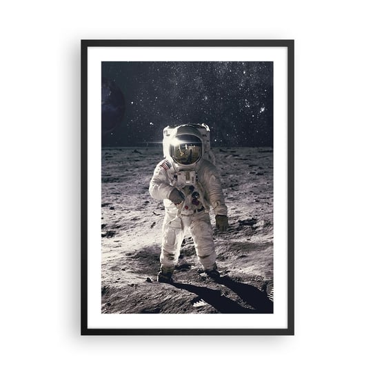 Obraz - Plakat - Pozdrowienia z Księżyca - 50x70cm - Abstrakcja Człowiek Na Księżycu Astronauta - Nowoczesny modny obraz Plakat czarna rama ARTTOR ARTTOR