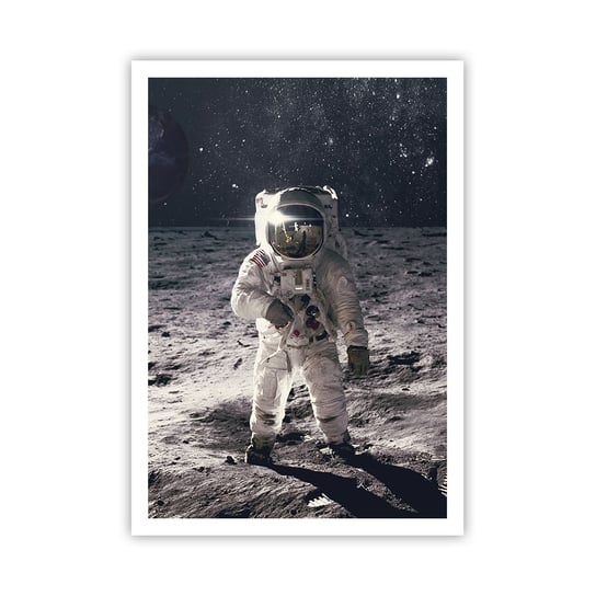 Obraz - Plakat - Pozdrowienia z Księżyca - 70x100cm - Abstrakcja Człowiek Na Księżycu Astronauta - Foto Plakaty bez ramy na ścianę do Salonu Sypialni ARTTOR ARTTOR