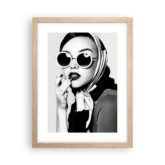 Obraz - Plakat - Pozdrowienia z lat 60. - 30x40cm - Kobieta Twarz Kobiety Vintage - Foto Plakaty na ścianę w ramie jasny dąb - Plakat do Salonu Sypialni ARTTOR ARTTOR