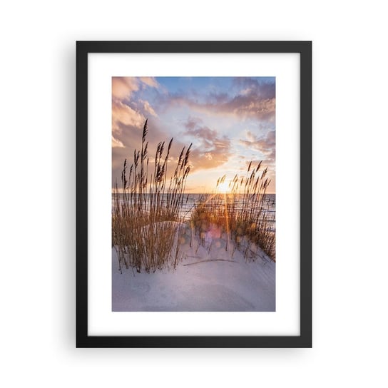 Obraz - Plakat - Pożegnanie słońca i wiatru - 30x40cm - Krajobraz Morze Plaża - Foto Plakaty na ścianę w czarnej ramie - Plakat do Salonu Sypialni ARTTOR ARTTOR