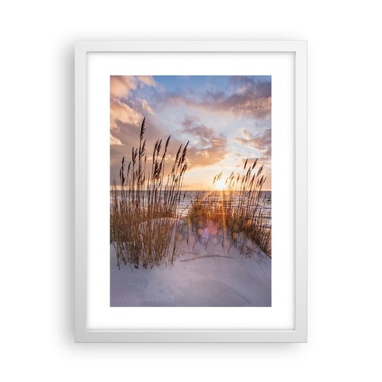 Obraz - Plakat - Pożegnanie słońca i wiatru - 30x40cm - Krajobraz Morze Plaża - Foto Plakaty na ścianę w ramie białej - Plakat do Salonu Sypialni ARTTOR ARTTOR