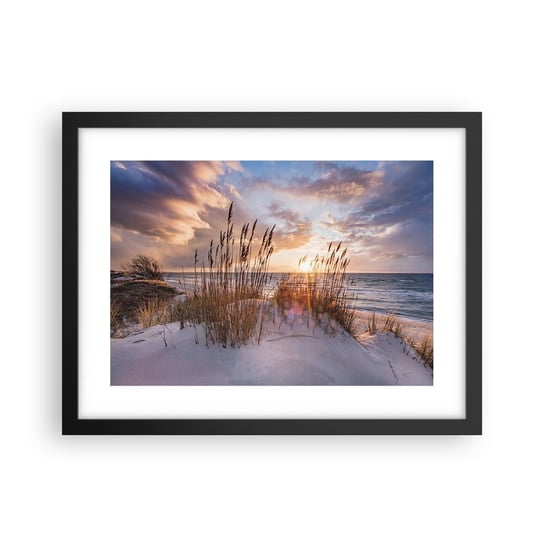 Obraz - Plakat - Pożegnanie słońca i wiatru - 40x30cm - Krajobraz Morze Plaża - Foto Plakaty na ścianę w czarnej ramie - Plakat do Salonu Sypialni ARTTOR ARTTOR