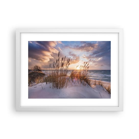 Obraz - Plakat - Pożegnanie słońca i wiatru - 40x30cm - Krajobraz Morze Plaża - Foto Plakaty na ścianę w ramie białej - Plakat do Salonu Sypialni ARTTOR ARTTOR
