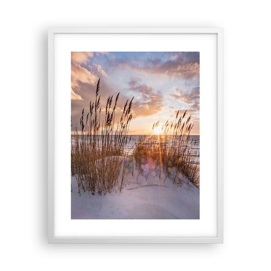 Obraz - Plakat - Pożegnanie słońca i wiatru - 40x50cm - Krajobraz Morze Plaża - Foto Plakaty w ramie koloru białego do Salonu Sypialni ARTTOR ARTTOR