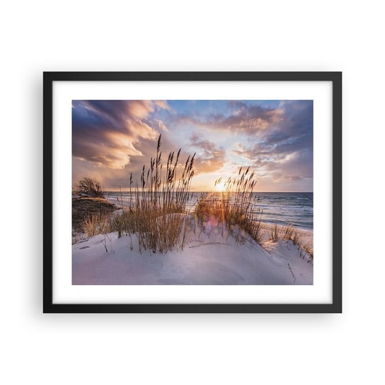 Obraz - Plakat - Pożegnanie słońca i wiatru - 50x40cm - Krajobraz Morze Plaża - Foto Plakaty w ramie koloru czarnego do Salonu Sypialni ARTTOR ARTTOR