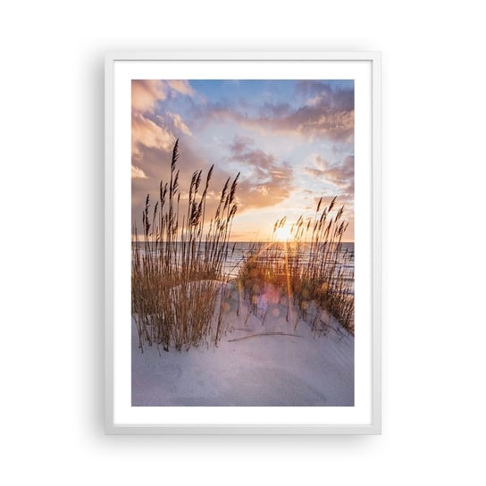 Obraz - Plakat - Pożegnanie słońca i wiatru - 50x70cm - Krajobraz Morze Plaża - Nowoczesny modny obraz Plakat rama biała ARTTOR ARTTOR