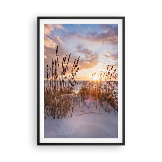 Obraz - Plakat - Pożegnanie słońca i wiatru - 61x91cm - Krajobraz Morze Plaża - Foto Plakaty na ścianę w czarnej ramie - Plakat do Salonu Sypialni ARTTOR ARTTOR