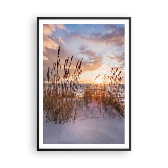 Obraz - Plakat - Pożegnanie słońca i wiatru - 70x100cm - Krajobraz Morze Plaża - Foto Plakaty w ramie koloru czarnego do Salonu Sypialni ARTTOR ARTTOR