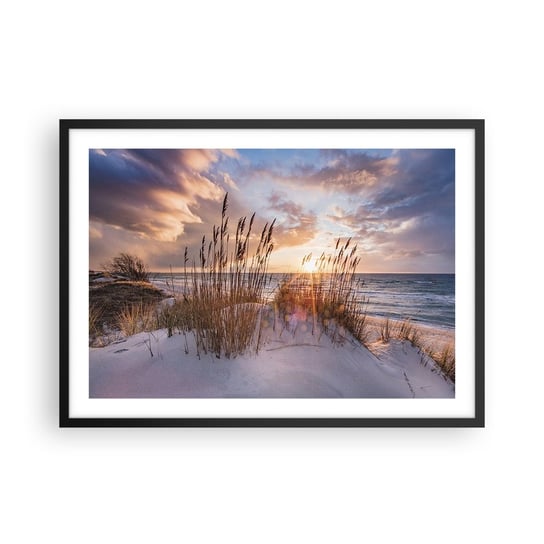 Obraz - Plakat - Pożegnanie słońca i wiatru - 70x50cm - Krajobraz Morze Plaża - Nowoczesny modny obraz Plakat czarna rama ARTTOR ARTTOR