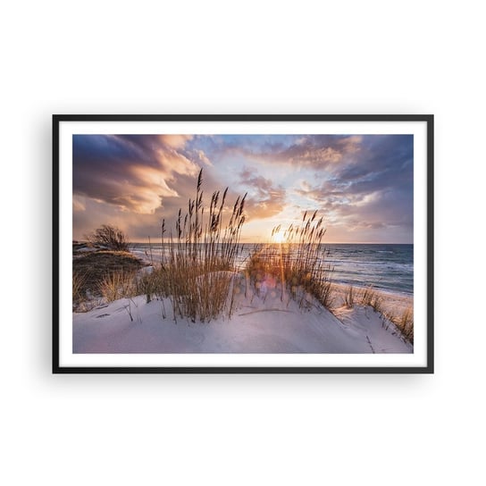 Obraz - Plakat - Pożegnanie słońca i wiatru - 91x61cm - Krajobraz Morze Plaża - Foto Plakaty na ścianę w czarnej ramie - Plakat do Salonu Sypialni ARTTOR ARTTOR
