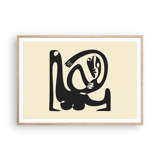Obraz - Plakat - Prawie Picasso - 100x70cm - Abstrakcja Sztuka Grafika - Foto Plakaty w ramie koloru jasny dąb do Salonu Sypialni ARTTOR ARTTOR