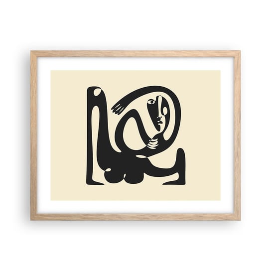 Obraz - Plakat - Prawie Picasso - 50x40cm - Abstrakcja Sztuka Grafika - Foto Plakaty w ramie koloru jasny dąb do Salonu Sypialni ARTTOR ARTTOR
