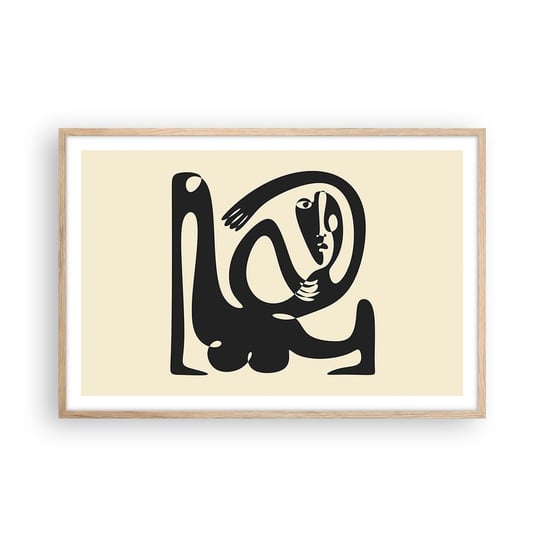 Obraz - Plakat - Prawie Picasso - 91x61cm - Abstrakcja Sztuka Grafika - Foto Plakaty na ścianę w ramie jasny dąb - Plakat do Salonu Sypialni ARTTOR ARTTOR
