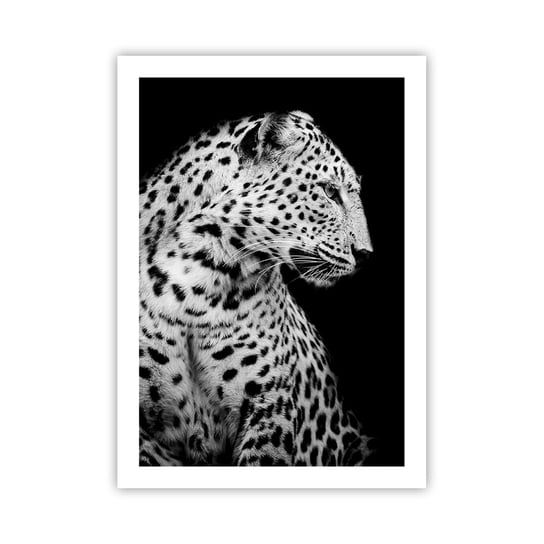 Obraz - Plakat - Prawy profil doskonały! - 50x70cm - Zwierzęta Lampart Czarno-Biały - Nowoczesny modny obraz Plakat bez ramy do Salonu Sypialni ARTTOR ARTTOR