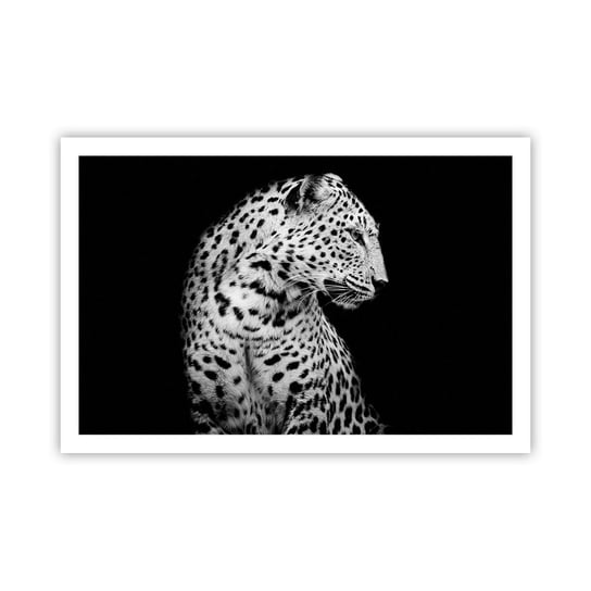 Obraz - Plakat - Prawy profil doskonały! - 91x61cm - Zwierzęta Lampart Czarno-Biały - Foto Plakaty na ścianę bez ramy - Plakat do Salonu Sypialni ARTTOR ARTTOR