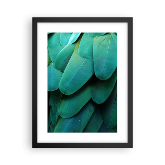 Obraz - Plakat - Precyzja papuziej natury - 30x40cm - Liść Zielony Natura - Foto Plakaty na ścianę w czarnej ramie - Plakat do Salonu Sypialni ARTTOR ARTTOR