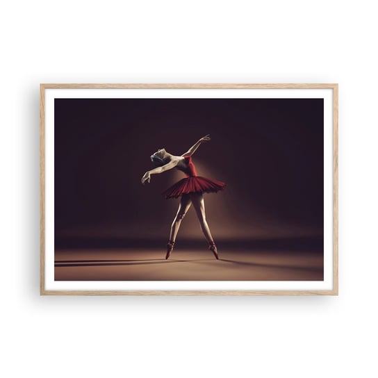 Obraz - Plakat - Prima ballerina - 100x70cm - Baletnica Taniec Balet - Foto Plakaty w ramie koloru jasny dąb do Salonu Sypialni ARTTOR ARTTOR