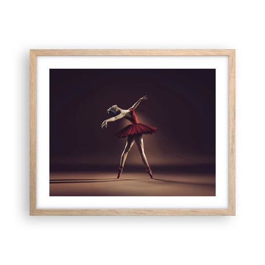 Obraz - Plakat - Prima ballerina - 50x40cm - Baletnica Taniec Balet - Foto Plakaty w ramie koloru jasny dąb do Salonu Sypialni ARTTOR ARTTOR