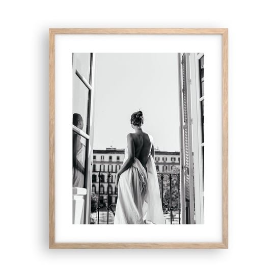 Obraz - Plakat - Przebudzenie zmysłów - 40x50cm - Kobieta Modelka Architektura - Foto Plakaty w ramie koloru jasny dąb do Salonu Sypialni ARTTOR ARTTOR