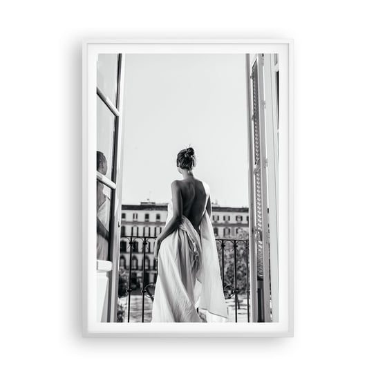 Obraz - Plakat - Przebudzenie zmysłów - 70x100cm - Kobieta Modelka Architektura - Foto Plakaty w ramie koloru białego do Salonu Sypialni ARTTOR ARTTOR