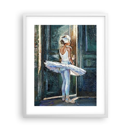 Obraz - Plakat - Przed popisem - 40x50cm - Baletnica Dziewczynka Sztuka - Foto Plakaty w ramie koloru białego do Salonu Sypialni ARTTOR ARTTOR