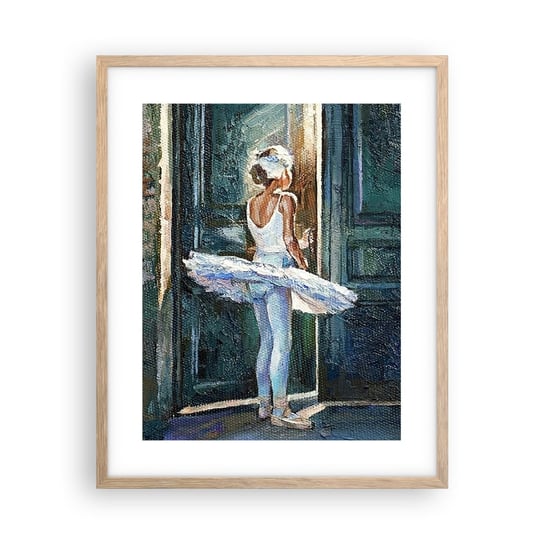 Obraz - Plakat - Przed popisem - 40x50cm - Baletnica Dziewczynka Sztuka - Foto Plakaty w ramie koloru jasny dąb do Salonu Sypialni ARTTOR ARTTOR