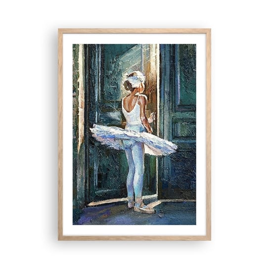 Obraz - Plakat - Przed popisem - 50x70cm - Baletnica Dziewczynka Sztuka - Nowoczesny modny obraz Plakat rama jasny dąb ARTTOR ARTTOR
