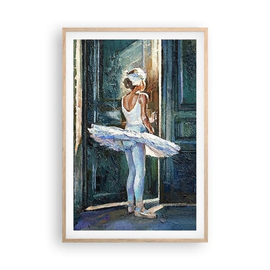 Obraz - Plakat - Przed popisem - 61x91cm - Baletnica Dziewczynka Sztuka - Foto Plakaty na ścianę w ramie jasny dąb - Plakat do Salonu Sypialni ARTTOR ARTTOR