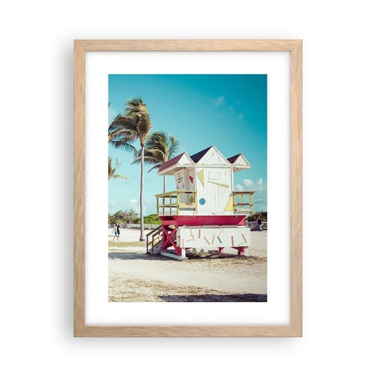 Obraz - Plakat - Przed tobą piękny dzień - 30x40cm - Krajobraz Plaża Floryda - Foto Plakaty na ścianę w ramie jasny dąb - Plakat do Salonu Sypialni ARTTOR ARTTOR