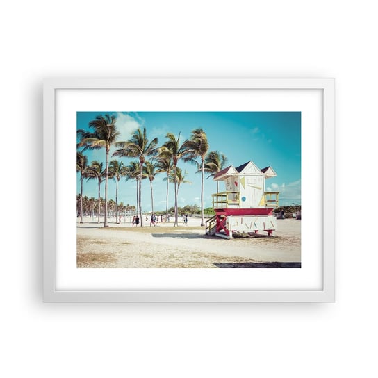 Obraz - Plakat - Przed tobą piękny dzień - 40x30cm - Krajobraz Plaża Floryda - Foto Plakaty na ścianę w ramie białej - Plakat do Salonu Sypialni ARTTOR ARTTOR
