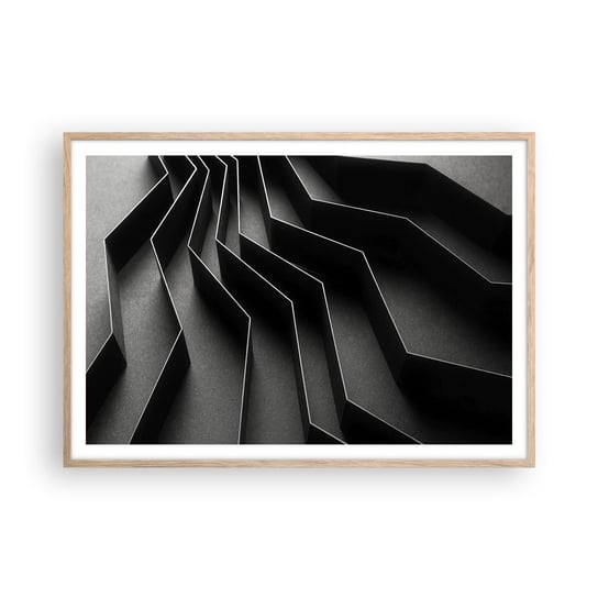 Obraz - Plakat - Przestrzenny porządek - 100x70cm - 3D Labirynt Nowoczesny - Foto Plakaty w ramie koloru jasny dąb do Salonu Sypialni ARTTOR ARTTOR