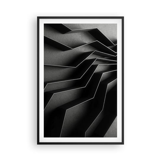 Obraz - Plakat - Przestrzenny porządek - 61x91cm - 3D Labirynt Nowoczesny - Foto Plakaty na ścianę w czarnej ramie - Plakat do Salonu Sypialni ARTTOR ARTTOR
