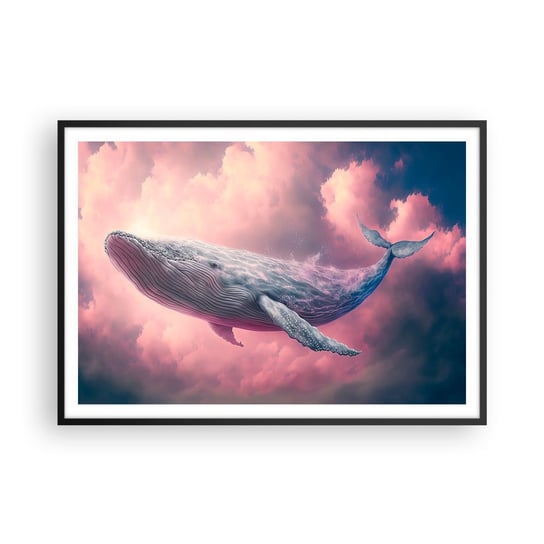 Obraz - Plakat - Przetrzyj oczy - 100x70cm - Wieloryb Fantastyczny Pastelowy - Foto Plakaty w ramie koloru czarnego do Salonu Sypialni ARTTOR ARTTOR