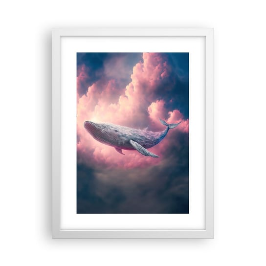 Obraz - Plakat - Przetrzyj oczy - 30x40cm - Wieloryb Fantastyczny Pastelowy - Foto Plakaty na ścianę w ramie białej - Plakat do Salonu Sypialni ARTTOR ARTTOR