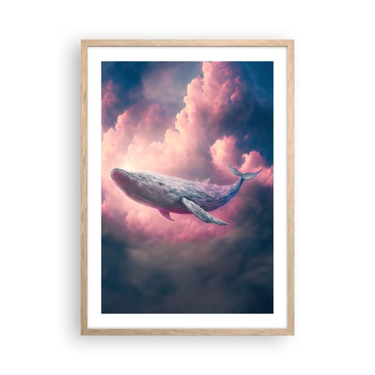 Obraz - Plakat - Przetrzyj oczy - 50x70cm - Wieloryb Fantastyczny Pastelowy - Nowoczesny modny obraz Plakat rama jasny dąb ARTTOR ARTTOR