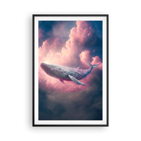 Obraz - Plakat - Przetrzyj oczy - 61x91cm - Wieloryb Fantastyczny Pastelowy - Foto Plakaty na ścianę w czarnej ramie - Plakat do Salonu Sypialni ARTTOR ARTTOR