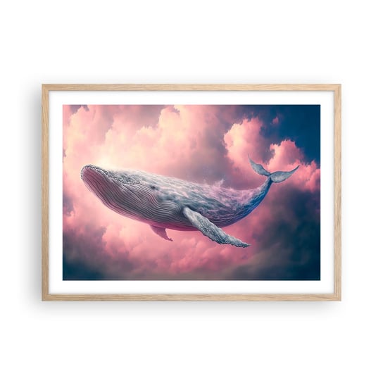 Obraz - Plakat - Przetrzyj oczy - 70x50cm - Wieloryb Fantastyczny Pastelowy - Nowoczesny modny obraz Plakat rama jasny dąb ARTTOR ARTTOR