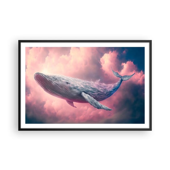 Obraz - Plakat - Przetrzyj oczy - 91x61cm - Wieloryb Fantastyczny Pastelowy - Foto Plakaty na ścianę w czarnej ramie - Plakat do Salonu Sypialni ARTTOR ARTTOR