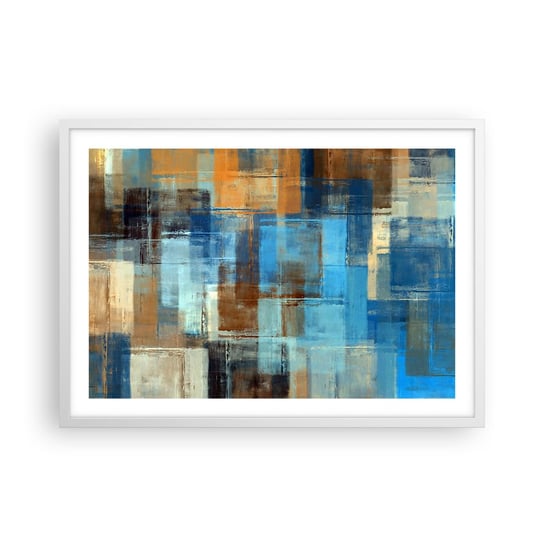 Obraz - Plakat - Przez błękitną zasłonę - 70x50cm - Abstrakcja Sztuka Farba - Nowoczesny modny obraz Plakat rama biała ARTTOR ARTTOR