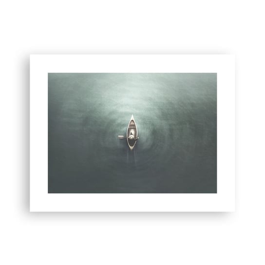 Obraz - Plakat - Przez księżycowe jezioro - 40x30cm - Spokój Jezioro Kajak - Foto Plakaty na ścianę bez ramy - Plakat do Salonu Sypialni ARTTOR ARTTOR