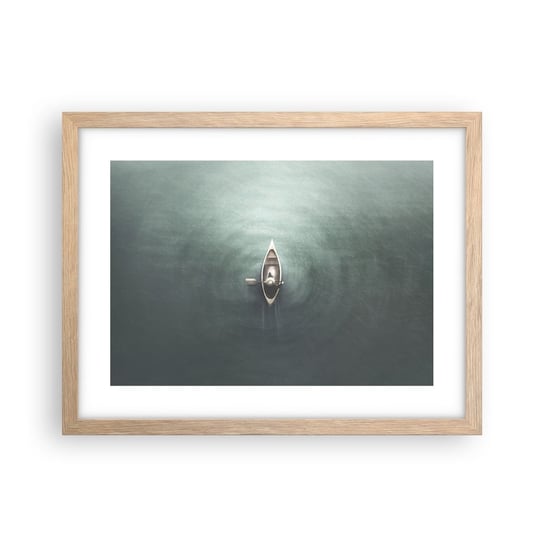 Obraz - Plakat - Przez księżycowe jezioro - 40x30cm - Spokój Jezioro Kajak - Foto Plakaty na ścianę w ramie jasny dąb - Plakat do Salonu Sypialni ARTTOR ARTTOR